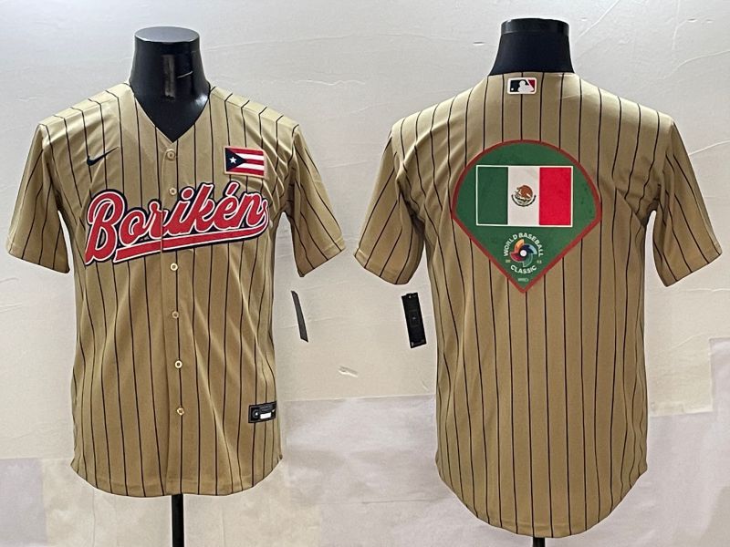 Men Puerto Rico Blank Brown Stripe Joint Name 2025 Nike MLB Jersey style 13